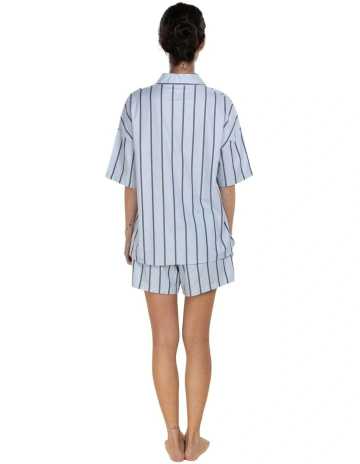 Sasha Striped Boyfriend Short Pyjama Set in Blue image 2