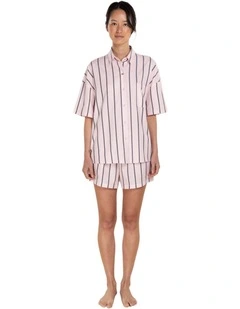 Sasha Striped Boyfriend Short Pyjama Set in Pink