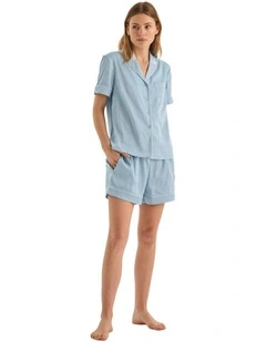 Sonia Blue Satin Short Pyjama Set in Blue
