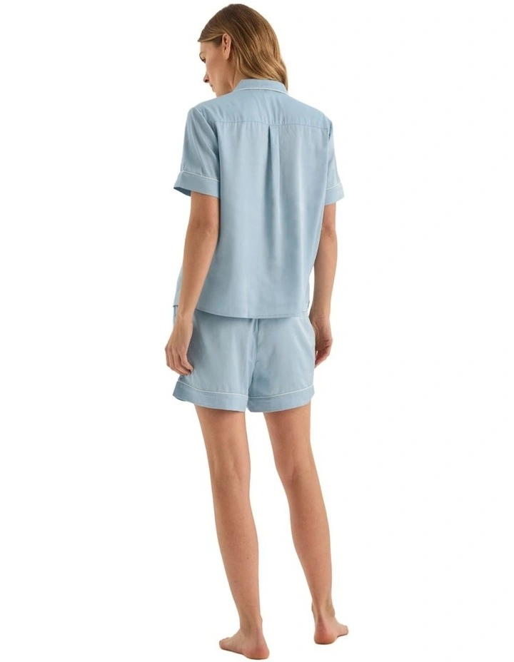 Sonia Blue Satin Short Pyjama Set in Blue image 2