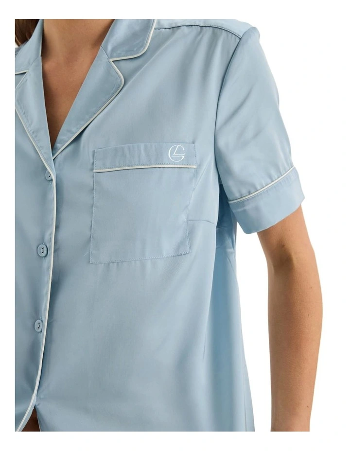 Sonia Blue Satin Short Pyjama Set in Blue image 5
