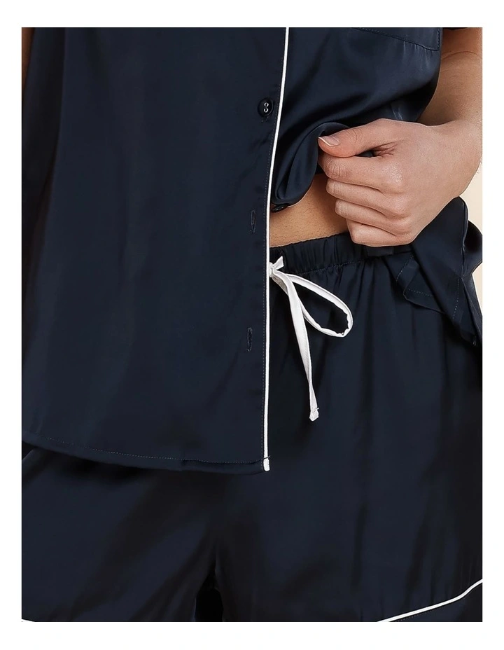 Sonia Satin Short Pyjama Set in Navy image 6