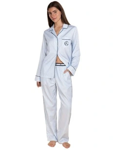 Susanna Cotton Long Pyjama Set in Blue