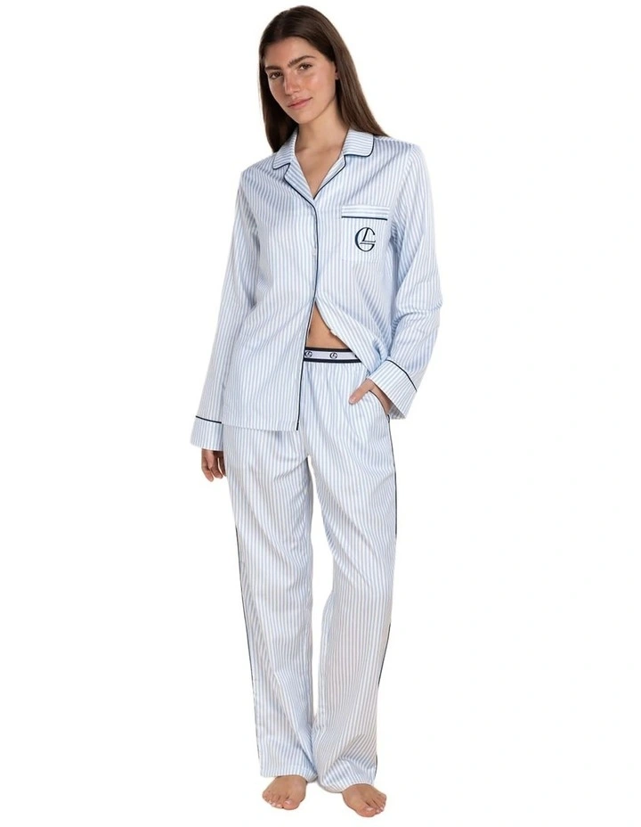 Susanna Cotton Long Pyjama Set in Blue image 1