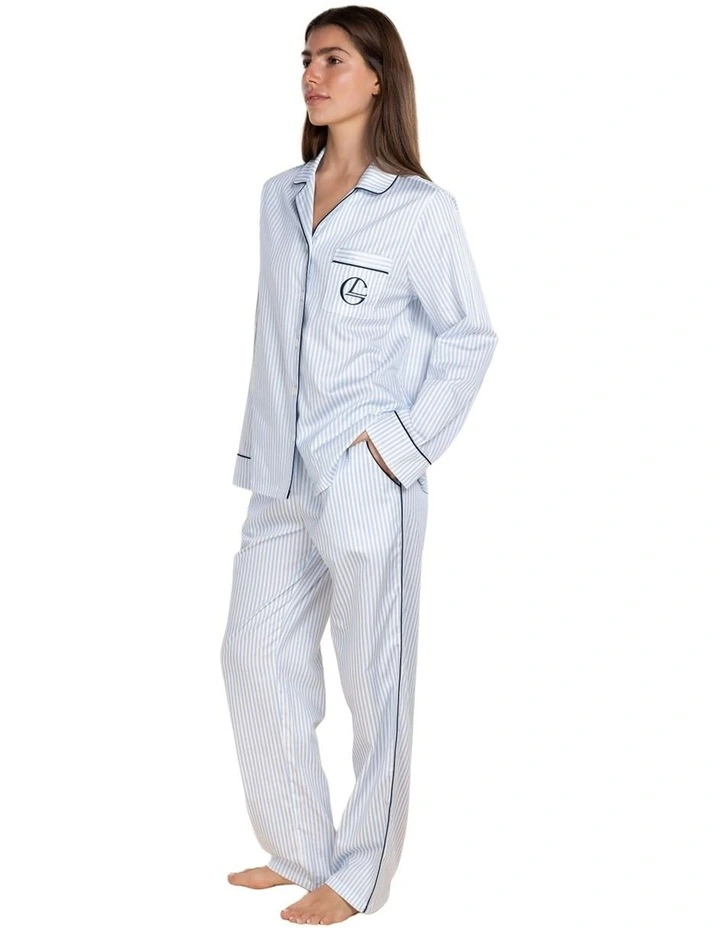 Susanna Cotton Long Pyjama Set in Blue image 3