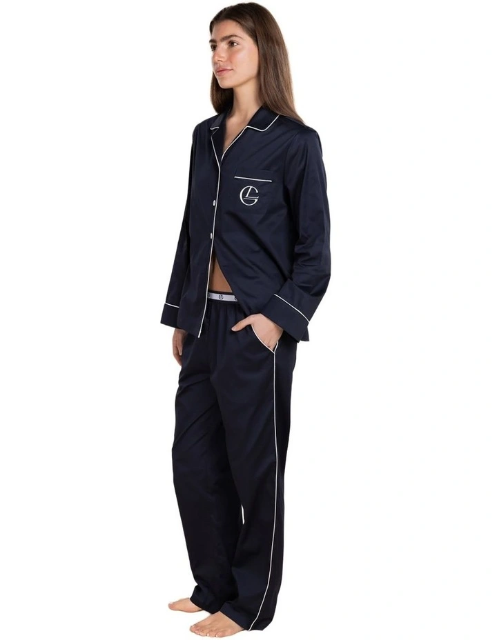 Susanna Cotton Long Pyjama Set in Navy image 3