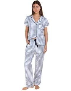 Winona Cotton Long Pyjama Set in Blue