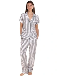 Winona Cotton Long Pyjama Set in Two Tone