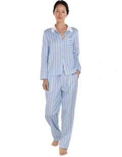 Belinda Cotton Long Pyjama Set in Blue