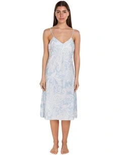 Caroline Cotton Sateen Chemise in Blue
