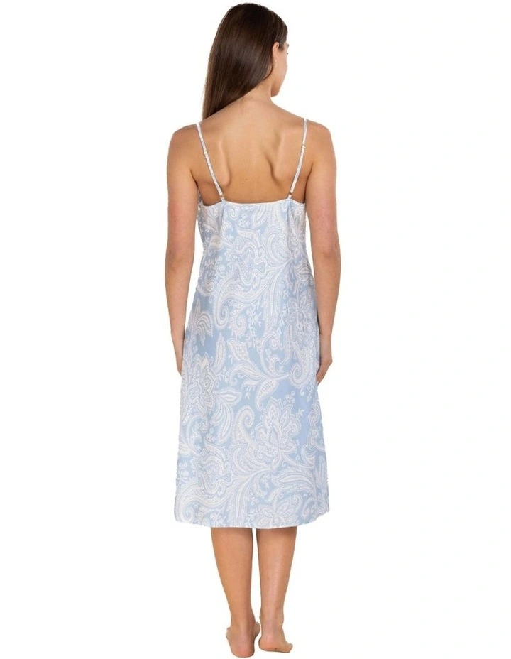 Caroline Cotton Sateen Chemise in Blue image 2