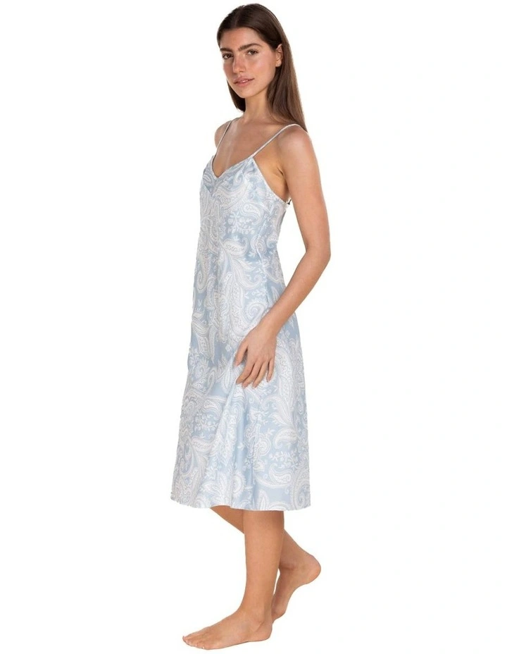 Caroline Cotton Sateen Chemise in Blue image 3