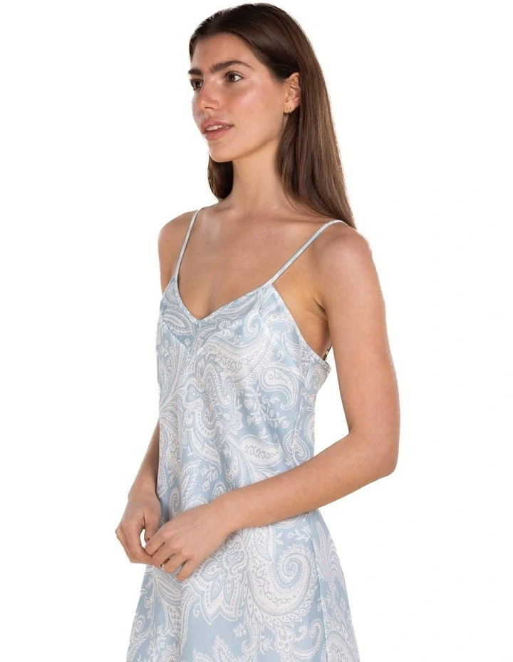 Caroline Cotton Sateen Chemise in Blue image 4