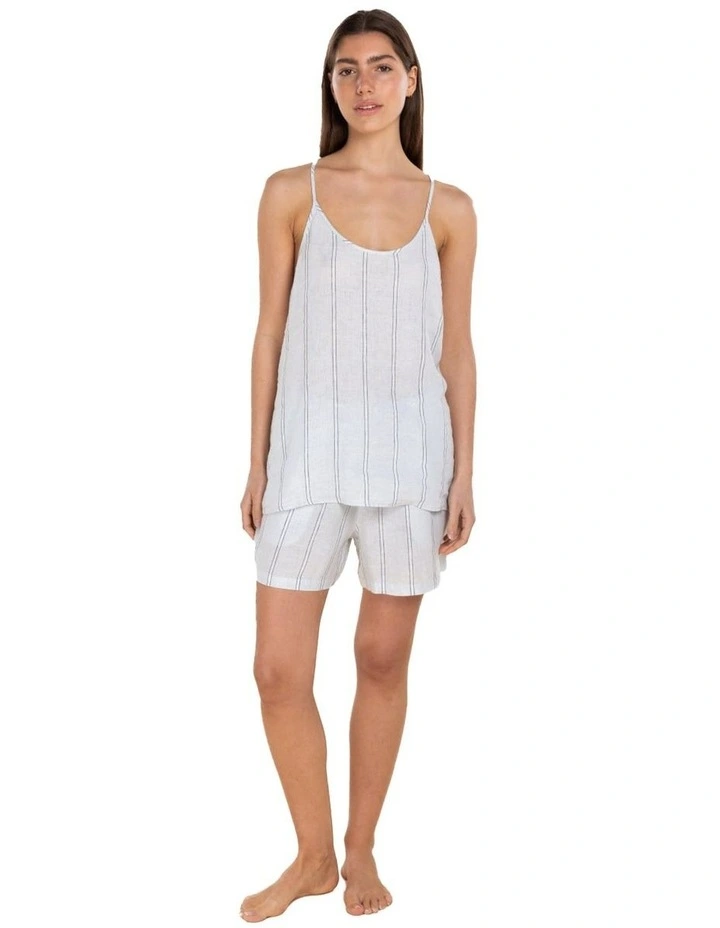 Polly Linen Cami and Short Set in Blue image 1