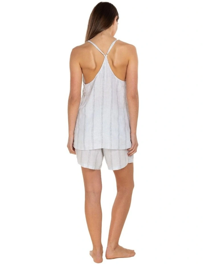 Polly Linen Cami and Short Set in Blue image 2