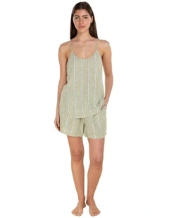 Polly Linen Cami and Short Set in Green