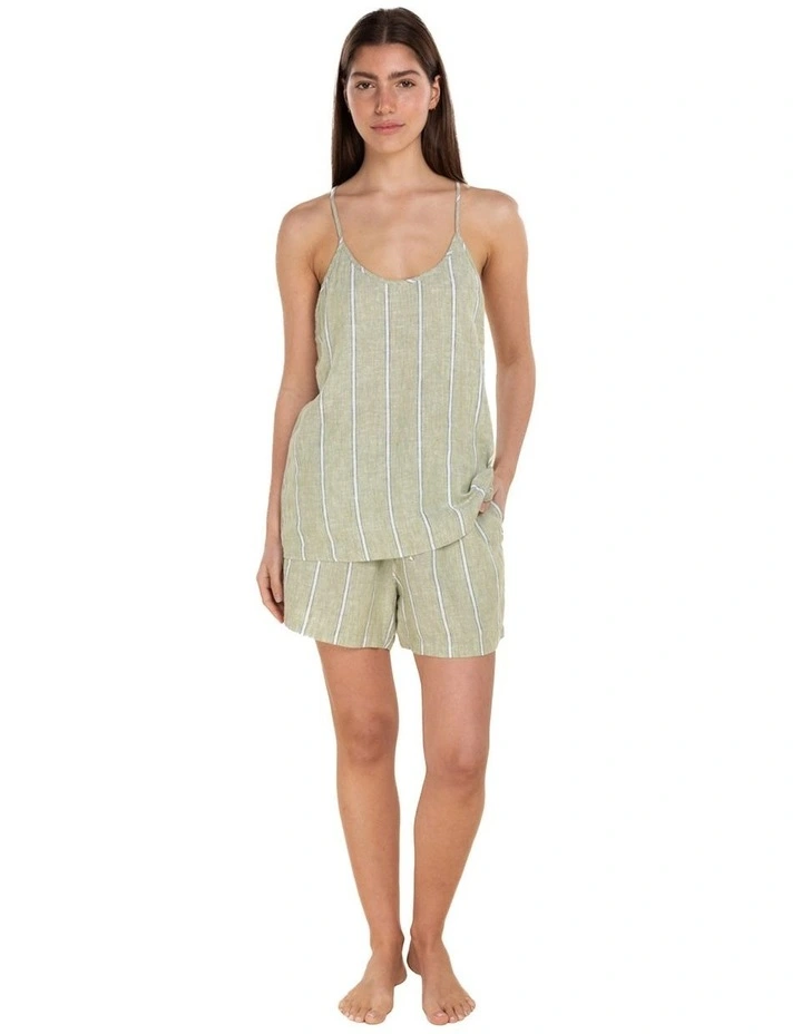 Polly Linen Cami and Short Set in Green image 1