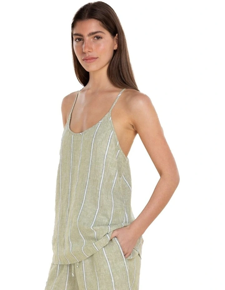 Polly Linen Cami and Short Set in Green image 4