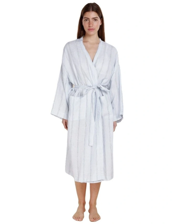 Rosalind Linen Robe in Blue image 1
