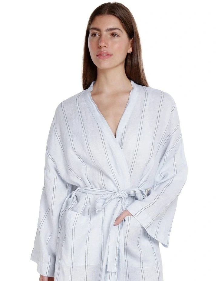 Rosalind Linen Robe in Blue image 4