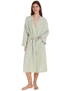 Rosalind Linen Robe in Green