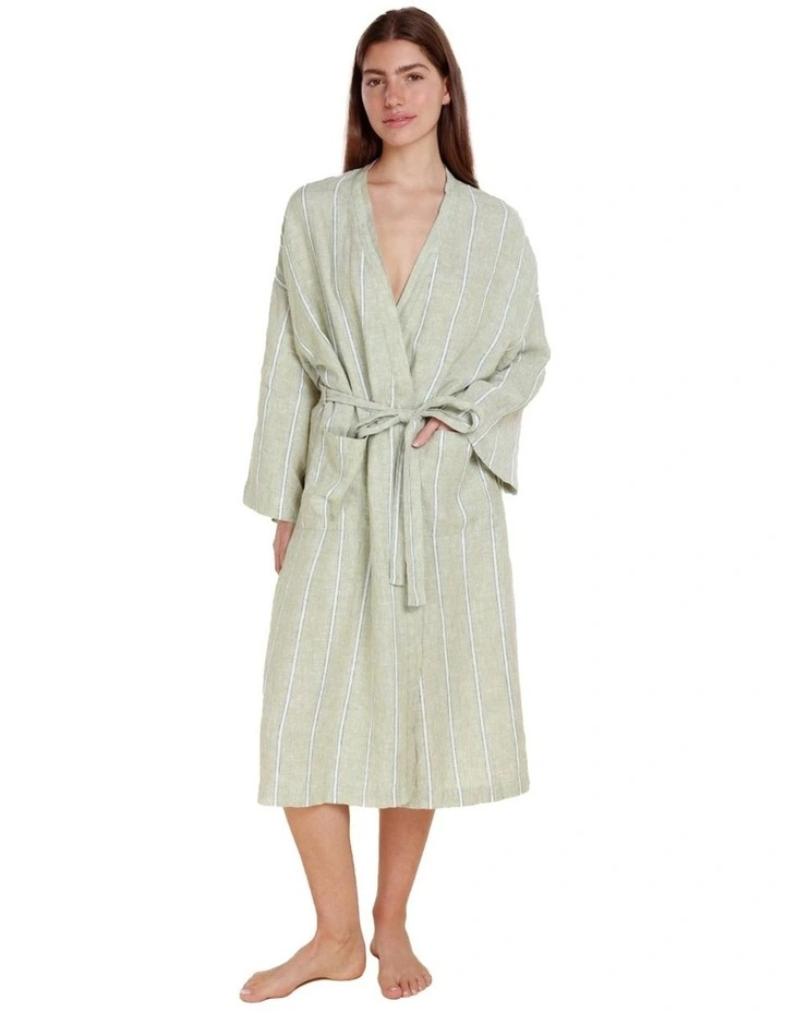 Rosalind Linen Robe in Green image 1