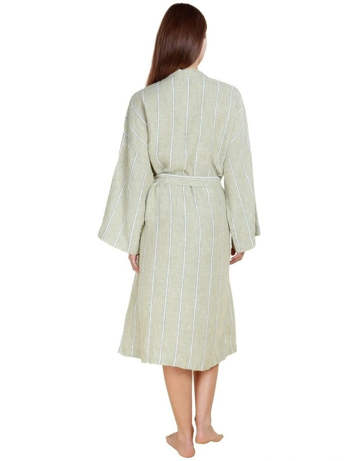 Rosalind Linen Robe in Green image 2