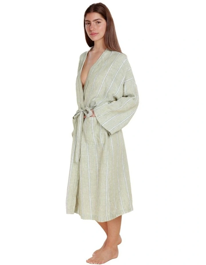 Rosalind Linen Robe in Green image 3