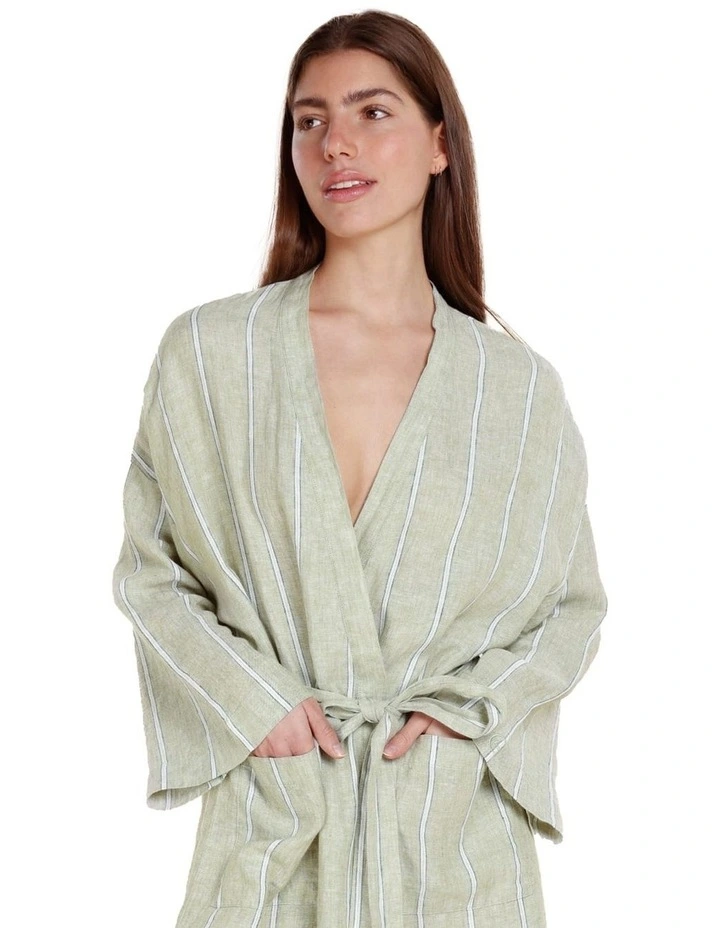 Rosalind Linen Robe in Green image 4
