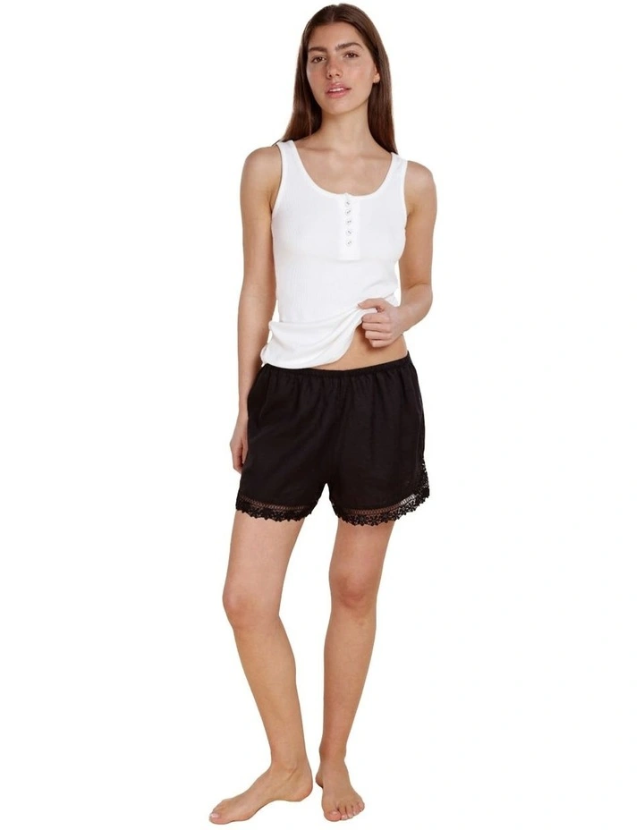 Valencia Linen Lace Shorts in Black image 1