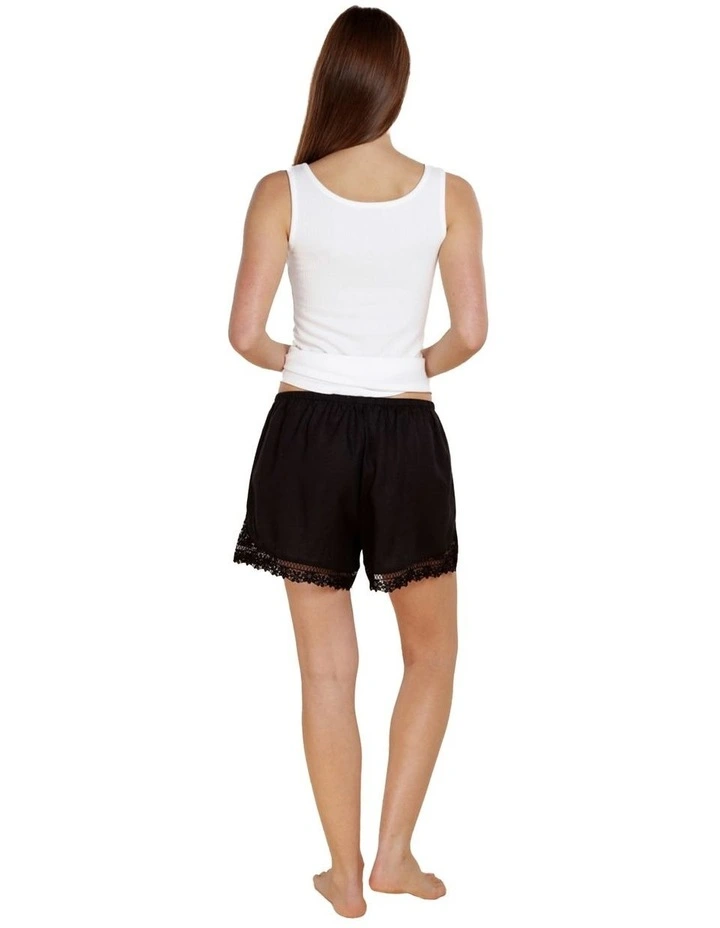 Valencia Linen Lace Shorts in Black image 2