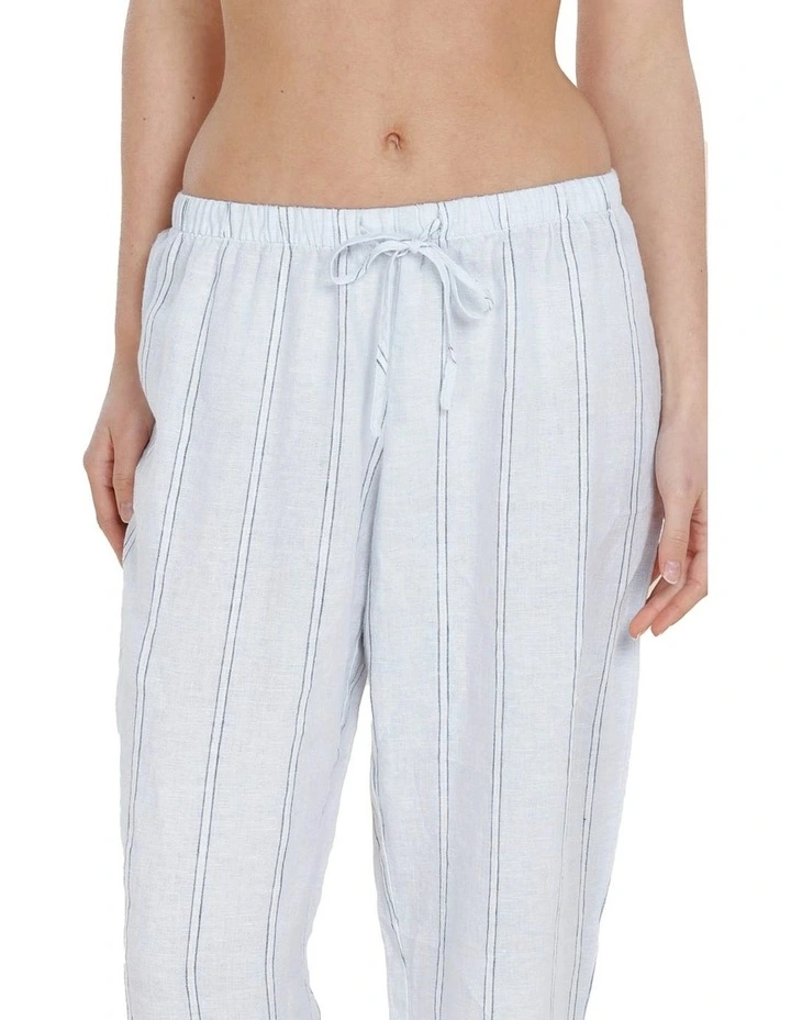 Zoey Long Linen Pant in Blue image 4