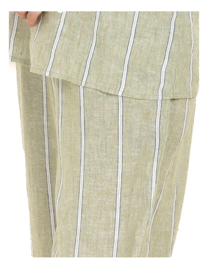 Zoey Long Linen Pant in Green image 4
