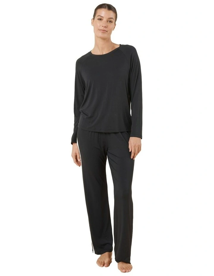 Anya Bamboo Sporty Pyjama Set in Black image 1