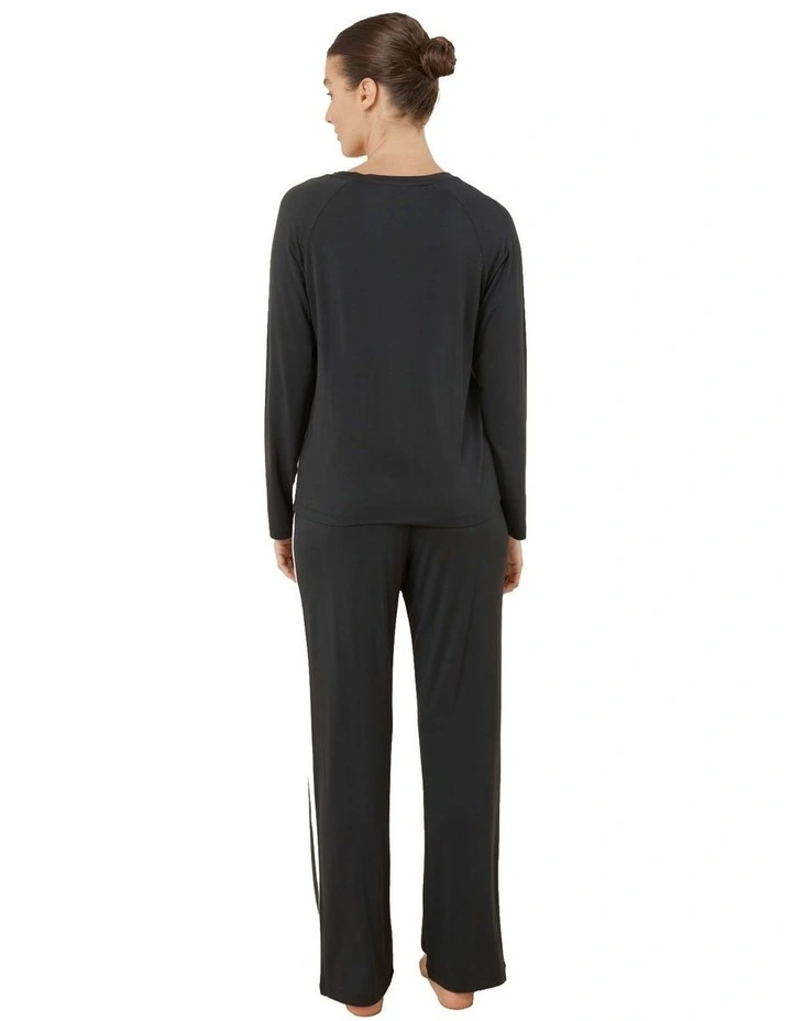 Anya Bamboo Sporty Pyjama Set in Black image 2