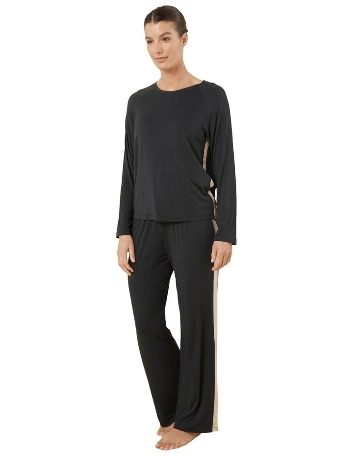 Anya Bamboo Sporty Pyjama Set in Black image 3