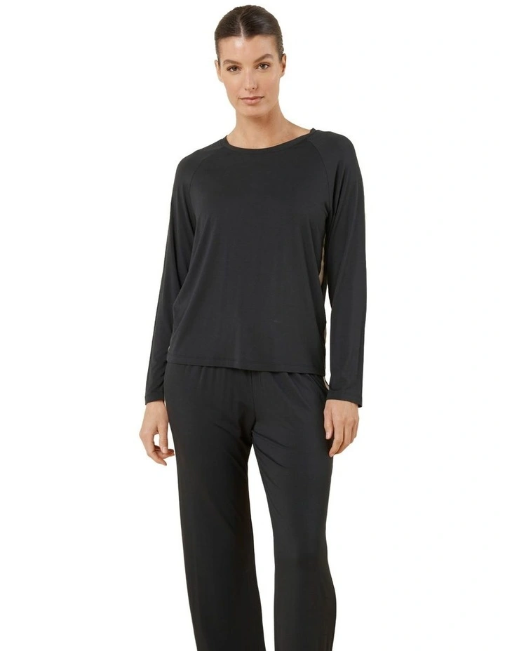Anya Bamboo Sporty Pyjama Set in Black image 4