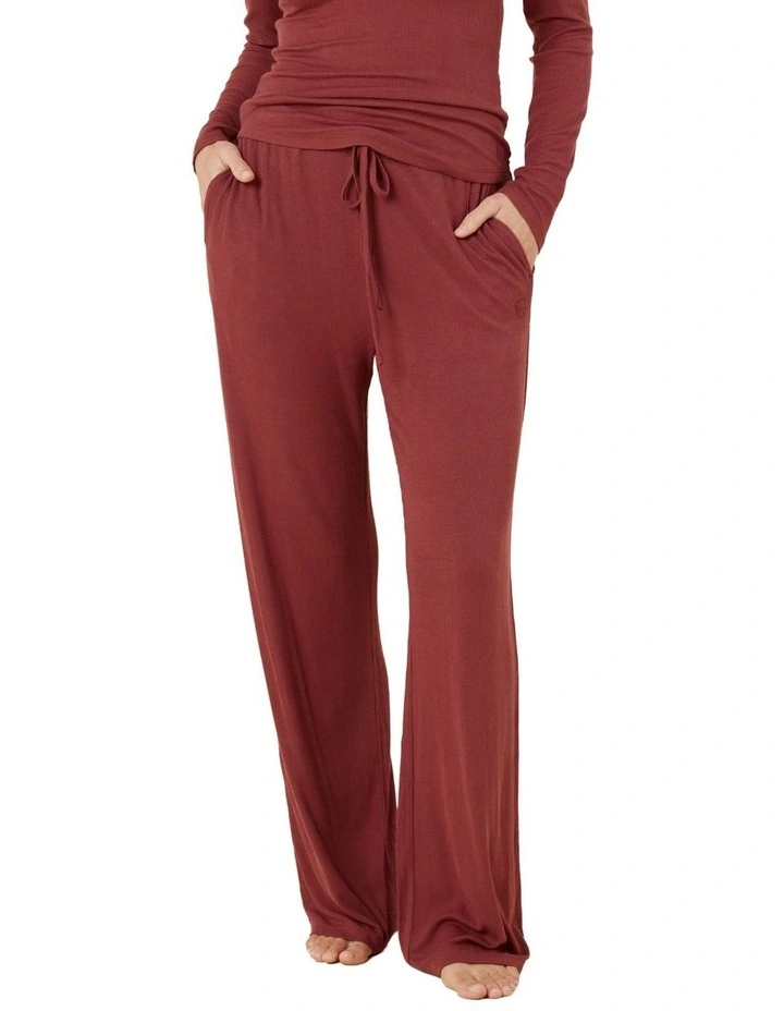 Athens Ribbed Long Pants in Burgundy image 1