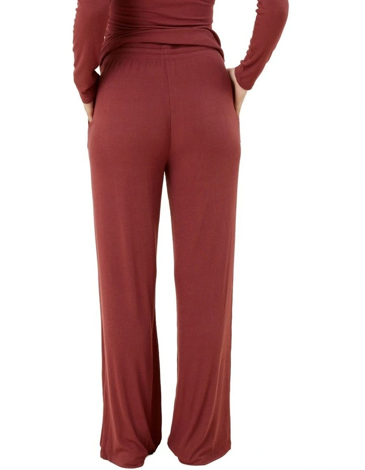 Athens Ribbed Long Pants in Burgundy image 2
