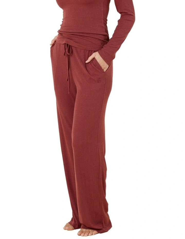 Athens Ribbed Long Pants in Burgundy image 3