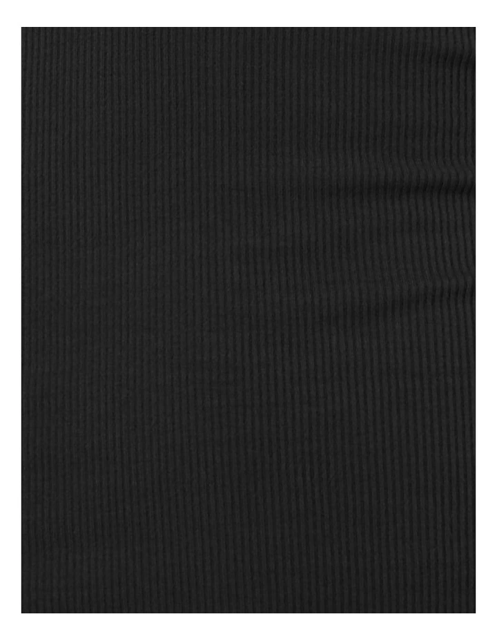 Bonnie Ribbed Long Sleeve Midi Henley Nightdress in Black image 6