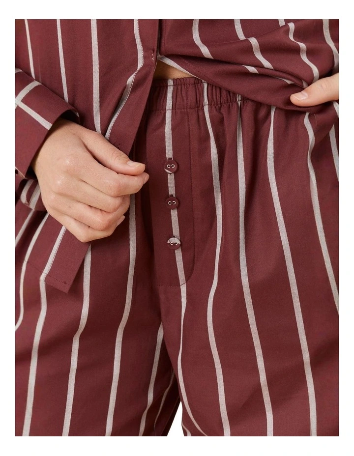 Chloe Cotton Pyjama Pants in Burgundy image 3