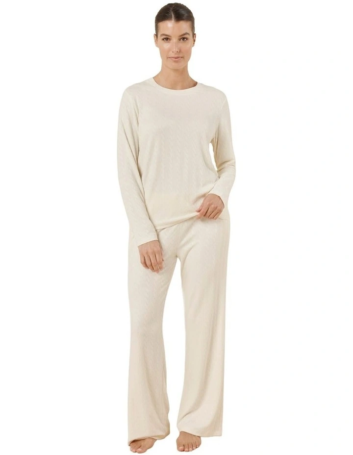 Ellie Lightweight Velour Cable Knit Set in Ivory image 1
