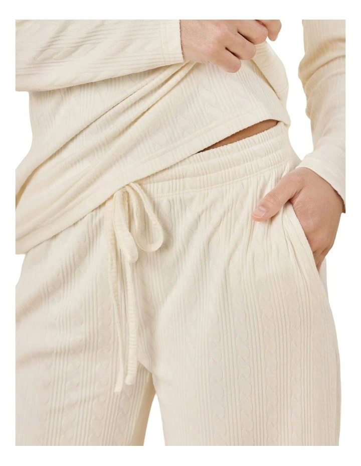 Ellie Lightweight Velour Cable Knit Set in Ivory image 5