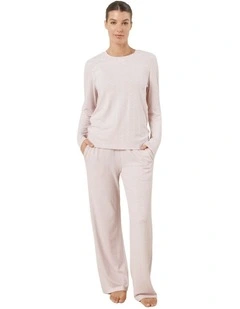 Ellie Lightweight Velour Cable Knit Set in Pink