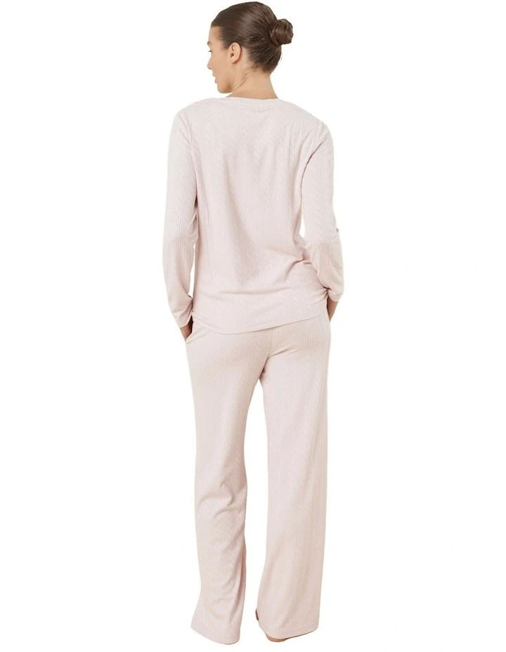Ellie Lightweight Velour Cable Knit Set in Pink image 2