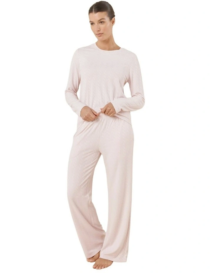 Ellie Lightweight Velour Cable Knit Set in Pink image 3
