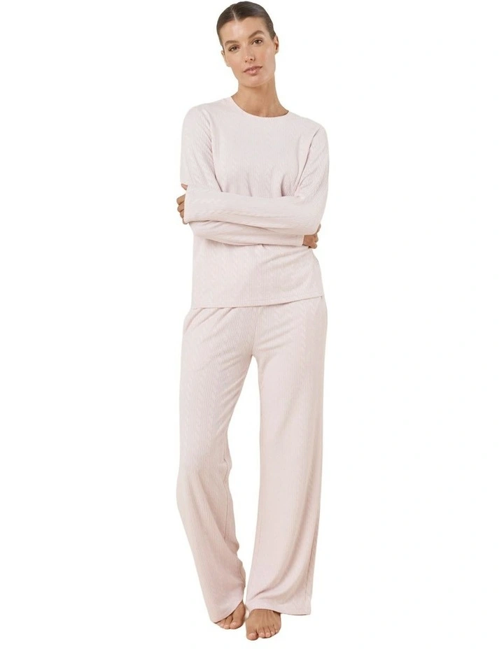 Ellie Lightweight Velour Cable Knit Set in Pink image 4