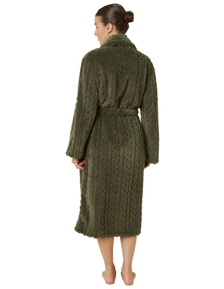 Gabriella Plush Long Robe in Olive image 2