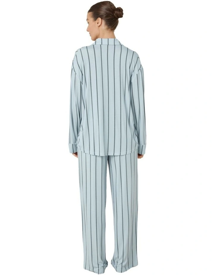 Harlow Bamboo Striped Pyjama Set in Blue image 2